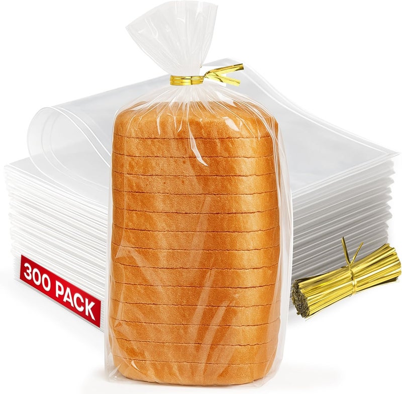 volila Reusable Plastic Bread Bags - 300 Pack Clear Loaf Bags for Homemade Bread - Perfect for Baked Goods Storage - Image 1